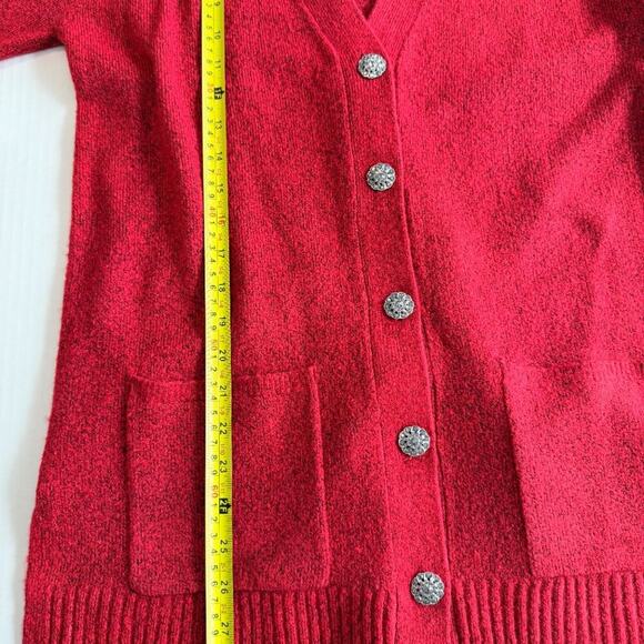 Talbots NWT Jewel Button Cardigan V Neck Red Pockets Size S - Picture 3 of 11